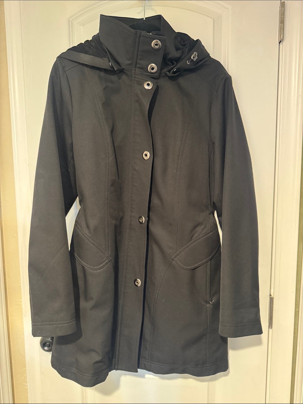 Kristen Blake Black Hooded Long Trench Coat